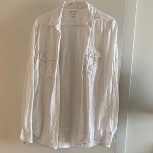 Lucky Brand Men's Cream button Shirt, Irish linen